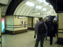 Looking towards the escalators up coming from the Jubilee line