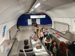 In between the Northern line platforms at the bottom of the second bank of escalators from the Cannon Street ticket hall