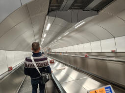 Heading down the second bank of escalators coming from the Cannon Street ticket hall