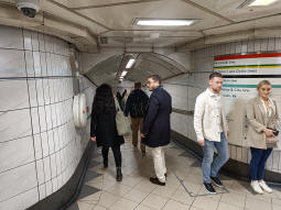 Looking in the direction of all platforms in the subway system