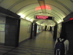 The Corridor between the DLR platforms, facing away from Monument, the escalators to which were off-limits when the photo was taken (June 2009)