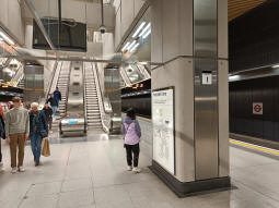 One of the sets of escalators up from the ends of the platforms