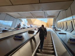 Looking up the escalators to the street from the ticket hall