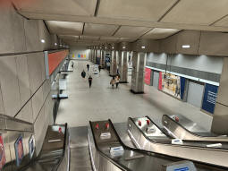 Looking down to the ticket hall from the escalators to the street