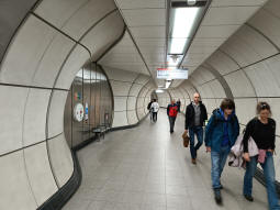 Part-way along the tunnel to the Underground from the Elizabeth line