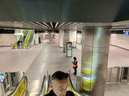 Looking down to one of the ticket halls from the escalators up to the underground shopping precinct