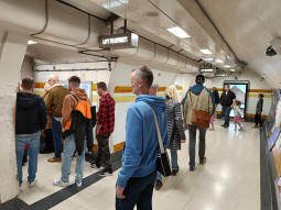 The lower lift lobby. The "Lift to Street" signs light up when a lift approaches