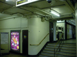 Looking up to the ticket hall from the top of the escalator in the previous photo