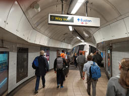 Escalators up to the ticket hall