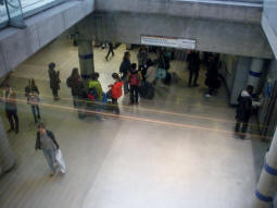Looking down to the ticket hall from next to the stairs from the southern entrance