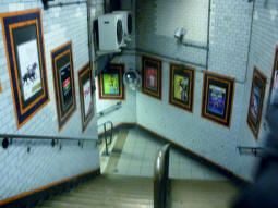 Looking down the stairs to the eastbound platform