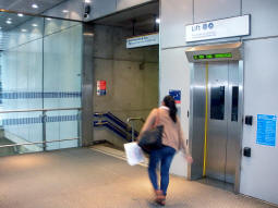 Lift and stairs down from the southern entrance
