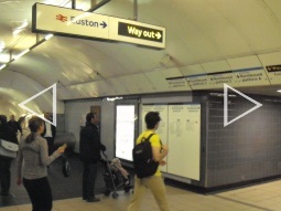 The split for northbound and southbound on the Victoria line and Northern line Bank branch (each direction has cross-platform interchange)