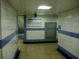 Looking away from the lifts at the Victoria line platforms level
