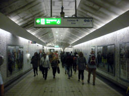 The interchange passageway between the Piccadilly and Jubilee lines