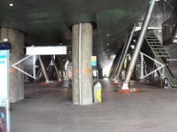 Underneath the platforms