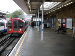 Looking along the eastbound platform towards the way out