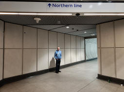 Approaching the main interchange tunnel from the Elizabeth line to the Northern line (also the step-free access route to the latter from the street)