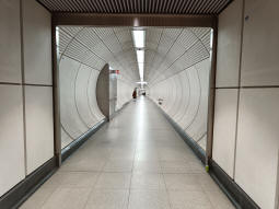 The main interchange tunnel from the Elizabeth line to the Northern line (also the step-free access route to the latter from the street)