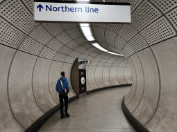 Near the end of the main interchange tunnel from the Elizabeth line to the Northern line (also the step-free access route to the latter from the street)