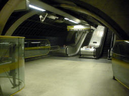 Escalators up to the ticket hall under the National Rail station coming from the Northern line