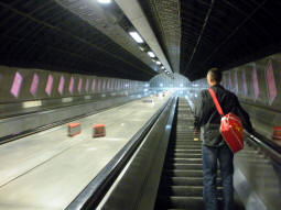 Looking up the escalators to the ticket hall under the National Rail station