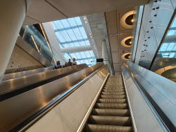 Looking up one of the sets of escalators from the Elizabeth line
