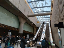 One of the sets of exit escalators from the Elizabeth line ticket hall