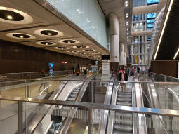 Looking towards the exit from the top of one of the escalators down to the Elizabeth line