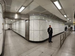 The end of the tunnel from the Elizabeth line to the Bakerloo line: lift to the left, escalators and stairs straight on (right-ish at this angle)