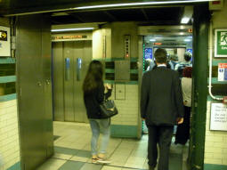 The lifts at the lower level