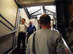 Climbing the stairs to the Palmer Street exit from the westbound platform (June 2009)