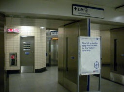 The lift to the Victoria line coming from the Cardinal Place entrance