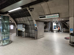 One of the two pairs of escalators up to the Jubilee line ticket hall from just above those platforms