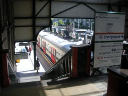Looking down to the District line westbound platform from near the way out