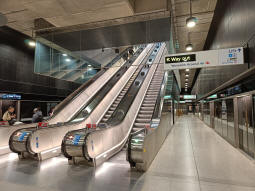 The escalators up to the ticket hall from eastbound side of the platforms