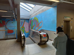 Stairs, escalators and lift down to the platforms from the town centre ticket hall